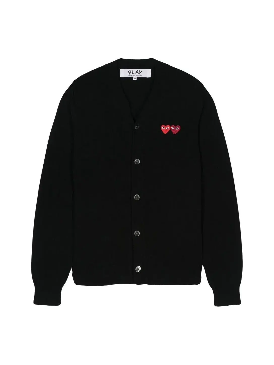 Кардиган COMME des GARCONS PLAY FW25 Double Heart, черный, AX-N058-051-1 — изображение 1 из 3