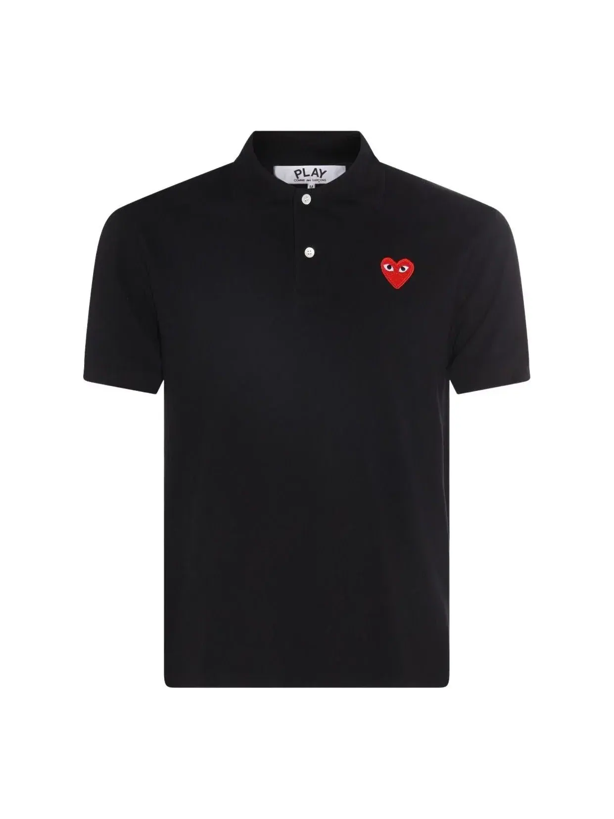 Поло COMME des GARCONS PLAY SS25 с нашивкой в виде сердца — изображение 1 из 5, черный