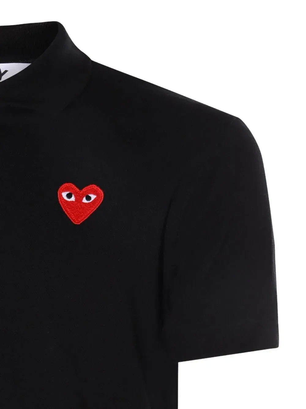 Поло COMME des GARCONS PLAY SS25 с нашивкой в виде сердца — изображение 3 из 5, черный