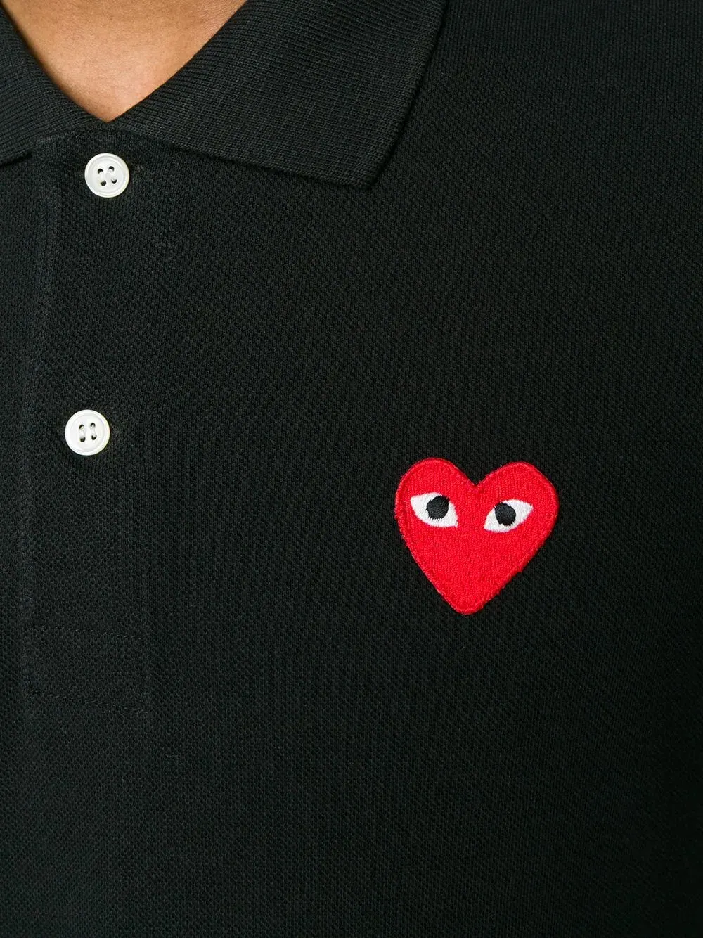 Поло COMME des GARCONS PLAY SS25 с нашивкой в виде сердца — изображение 5 из 5, черный