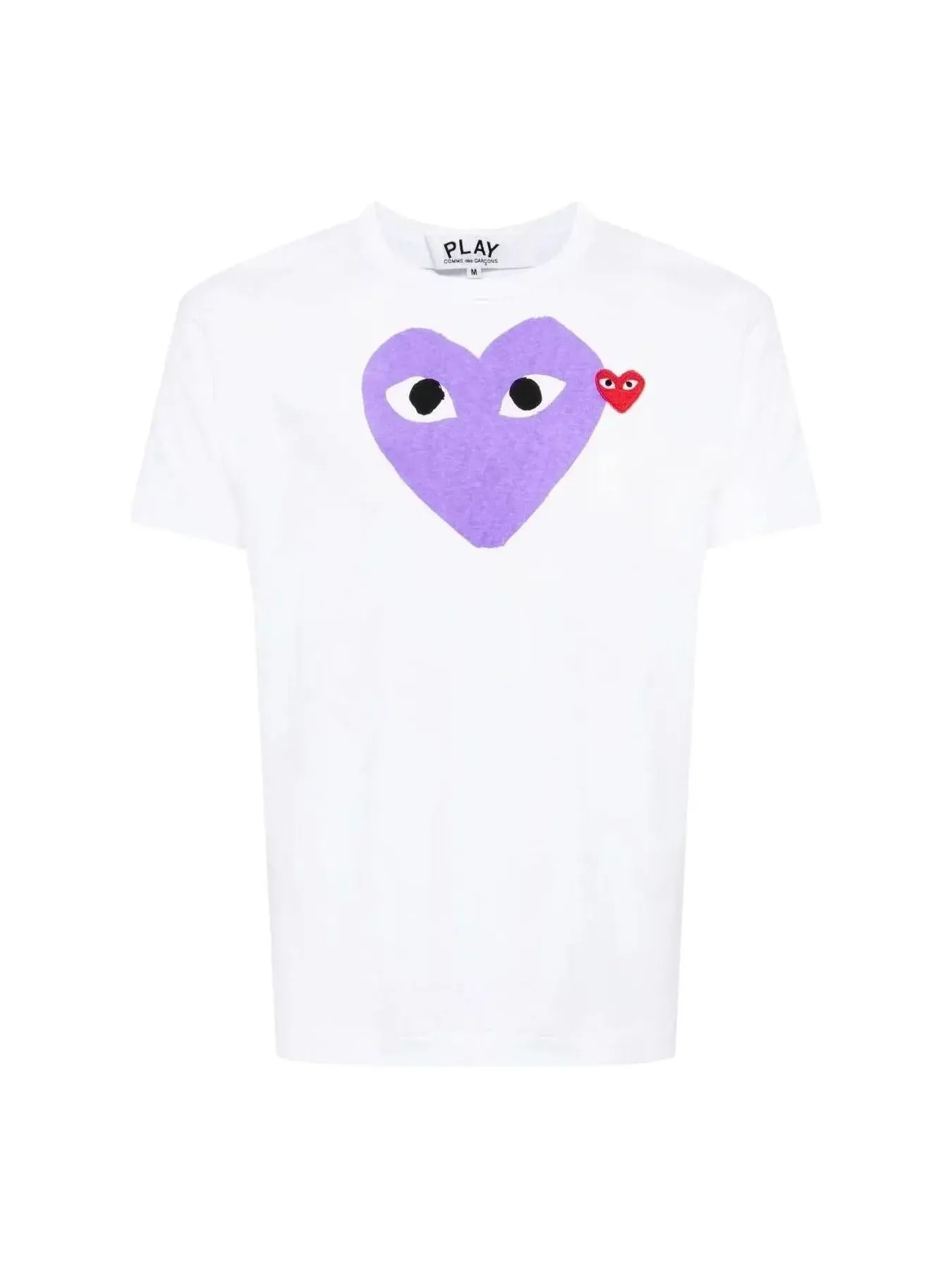 Футболка COMME des GARCONS PLAY SS25 с принтом красного и фиолетового сердца — изображение 1 из 6, белый