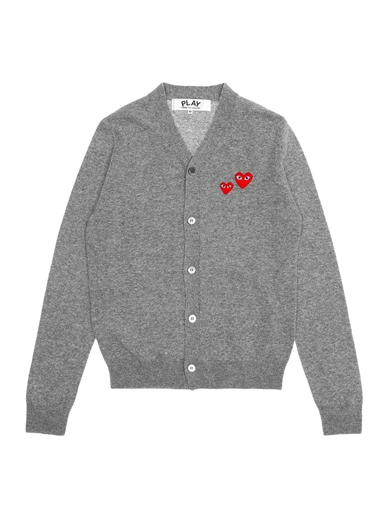 Кардиган COMME des GARCONS PLAY FW25 Double Heart, серый, AX-N072-051-1 — изображение 1 из 1