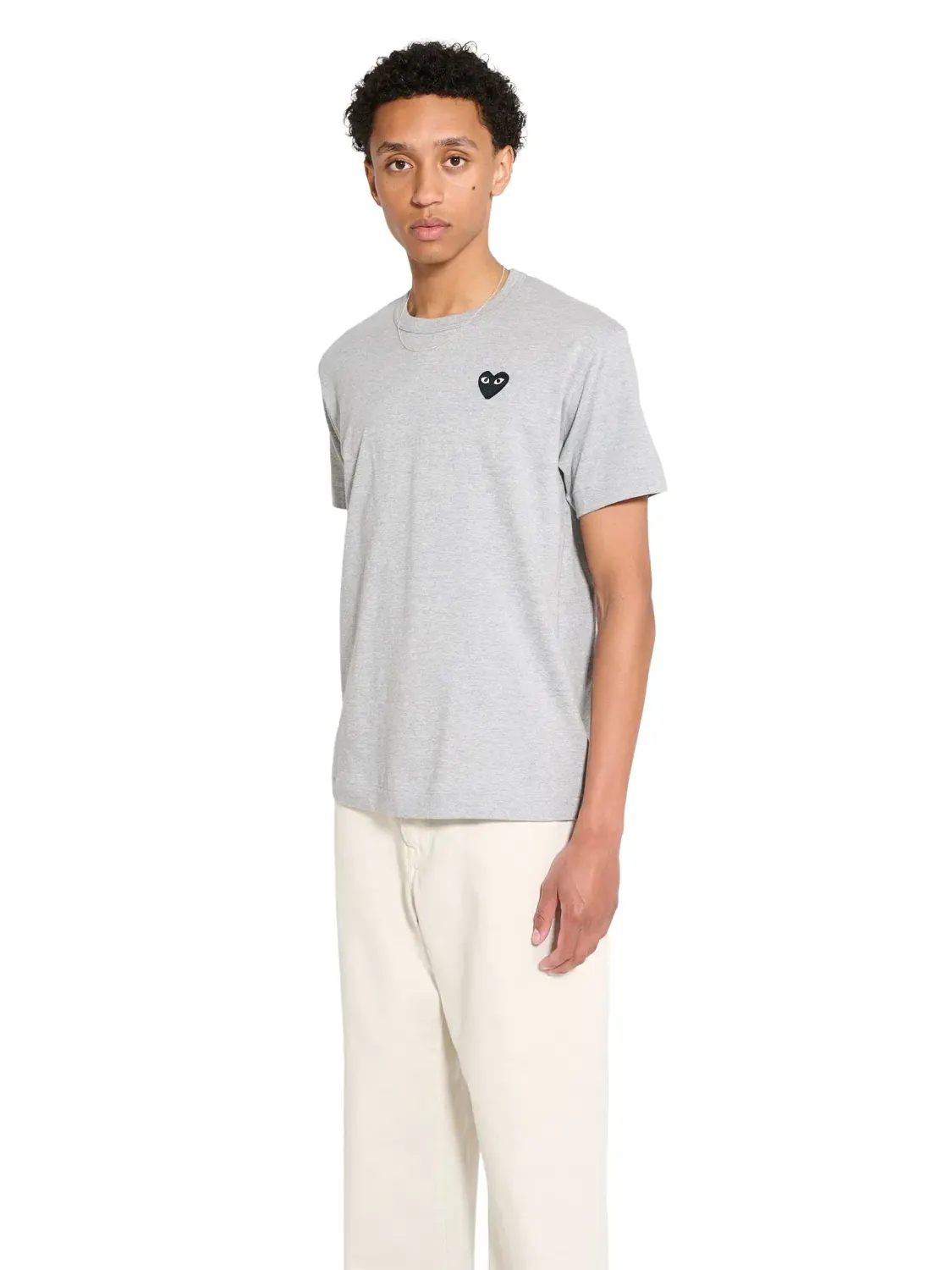 Футболка с сердечком COMME des GARCONS PLAY SS25 — изображение 3 из 5, серый