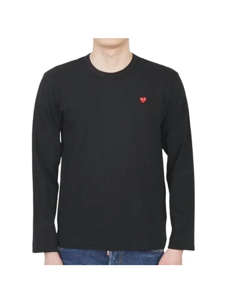 Футболка с длинными рукавами и мини-сердечком COMME des GARCONS PLAY SS25, черная, AX-T308-051-1 — изображение 3 из 6, черный