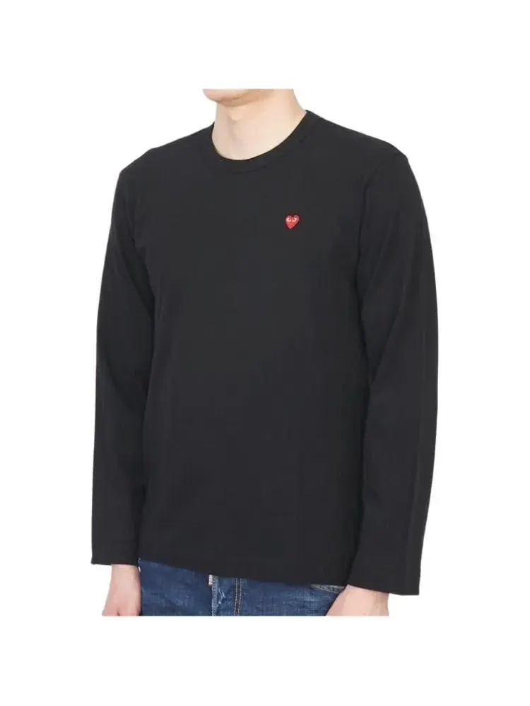 Футболка с длинными рукавами и мини-сердечком COMME des GARCONS PLAY SS25, черная, AX-T308-051-1 — изображение 4 из 6, черный