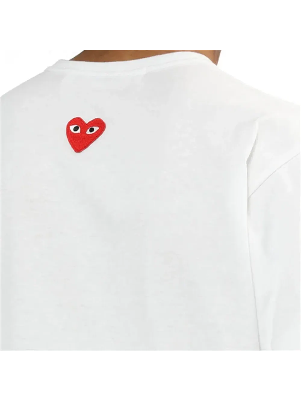 Футболка COMME des GARCONS PLAY SS25 с эмблемой в виде сердца на спине, белая, AX-T340-051-3 — изображение 5 из 6, белый