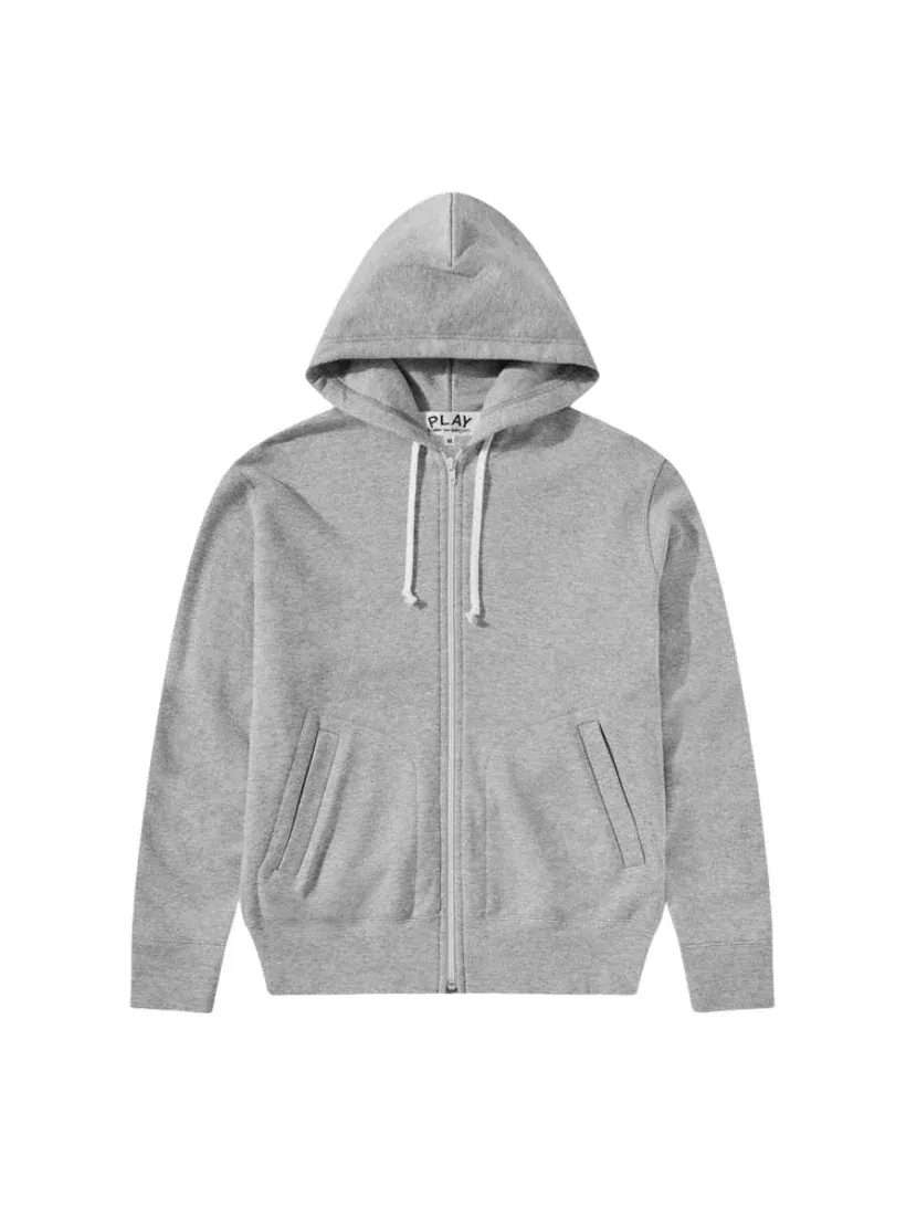 Толстовка на молнии с капюшоном и эмблемой в виде сердца, серая, COMME des GARCONS PLAY SS25 — изображение 1 из 3, серый