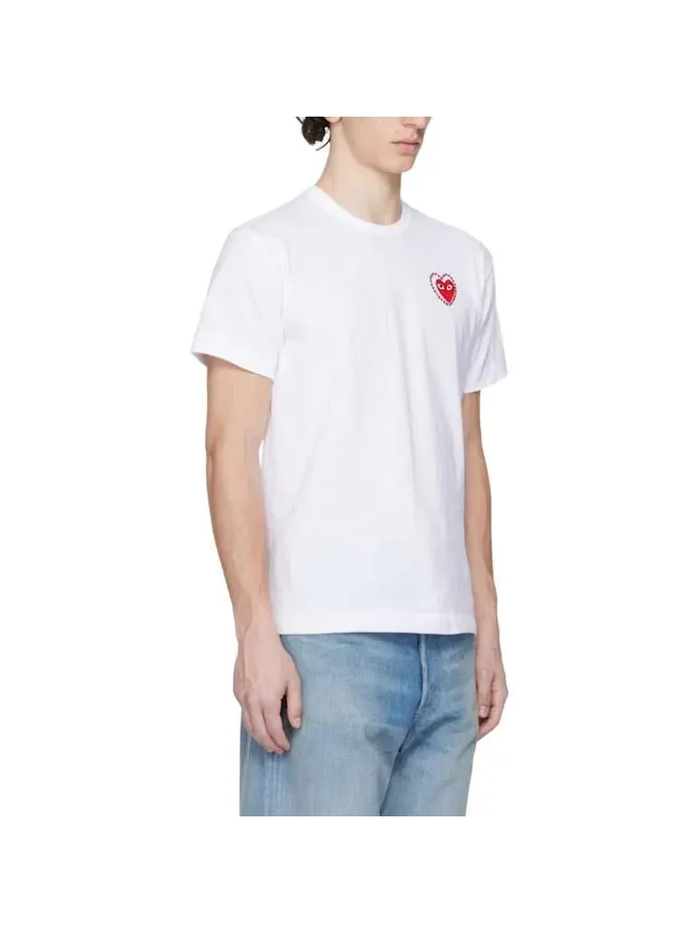 Футболка COMME des GARCONS PLAY SS25 Metalstone Heart 'White Red' AX-T802-051-2 — изображение 4 из 5, белый