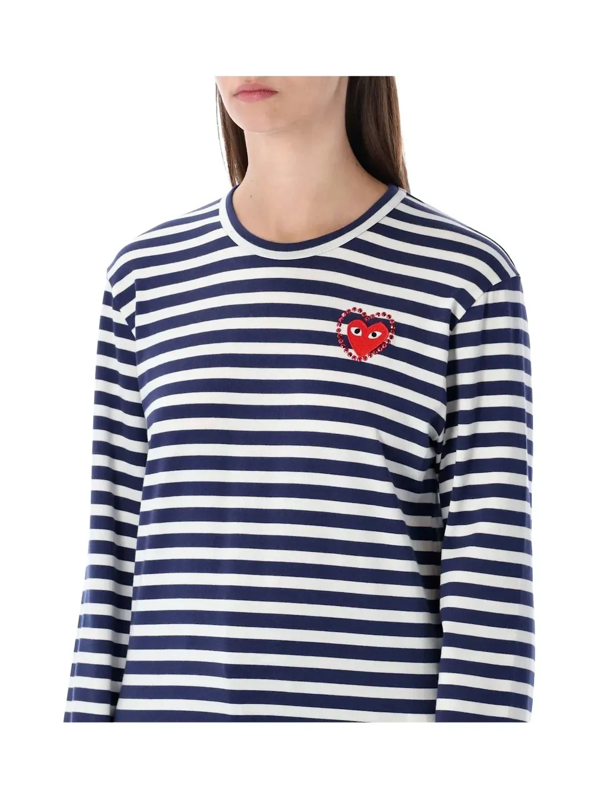 Футболка COMME des GARCONS PLAY SS25 Metalstone Stripe 'Navy White' AX-T806-051-1 — изображение 3 из 4, белый