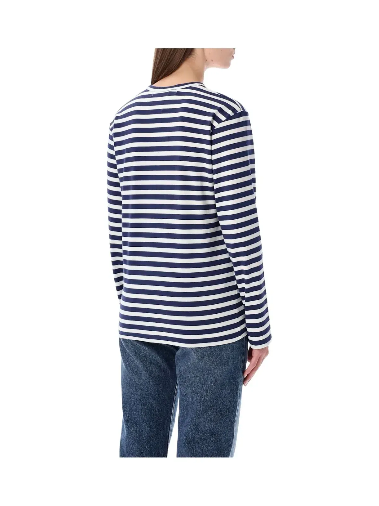 Футболка COMME des GARCONS PLAY SS25 Metalstone Stripe 'Navy White' AX-T806-051-1 — изображение 4 из 4, белый