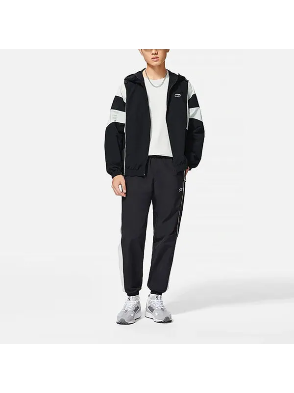 Штаны для повседневной носки, свободные тканые штаны для бега Li-Ning — изображение 3 из 4, черный/белый