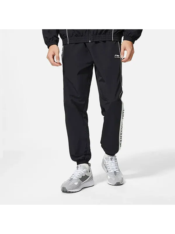 Штаны для повседневной носки, свободные тканые штаны для бега Li-Ning — изображение 4 из 4, черный/белый