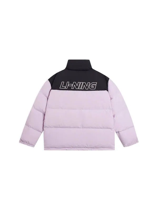 Куртка графические цветные блоки пуховик Li-Ning — изображение 2 из 2, черный/фиолетовый