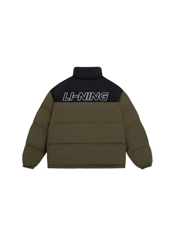 Куртка графические цветные блоки пуховик Li-Ning — изображение 2 из 2, черный/оливковый зеленый