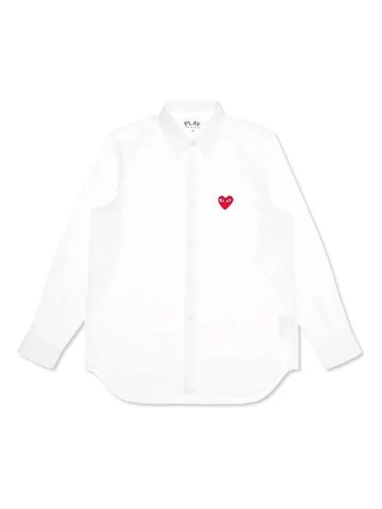 Рубашка (WMNS) COMME des GARCONS PLAY Shirt Red Emblem 'White' — изображение 1 из 5, белый