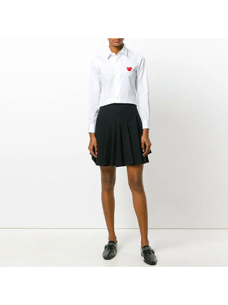 Рубашка (WMNS) COMME des GARCONS PLAY Shirt Red Emblem 'White' — изображение 3 из 5, белый