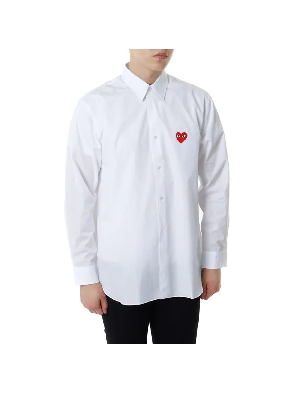 Рубашка red emblem button down 'white' Comme Des Garcons Play — изображение 3 из 4, белый