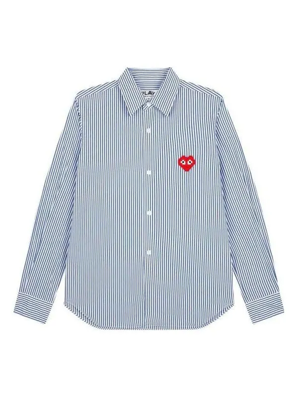 Рубашка striped shirt red emblem 'blue' Comme Des Garcons Play — изображение 1 из 2, синий