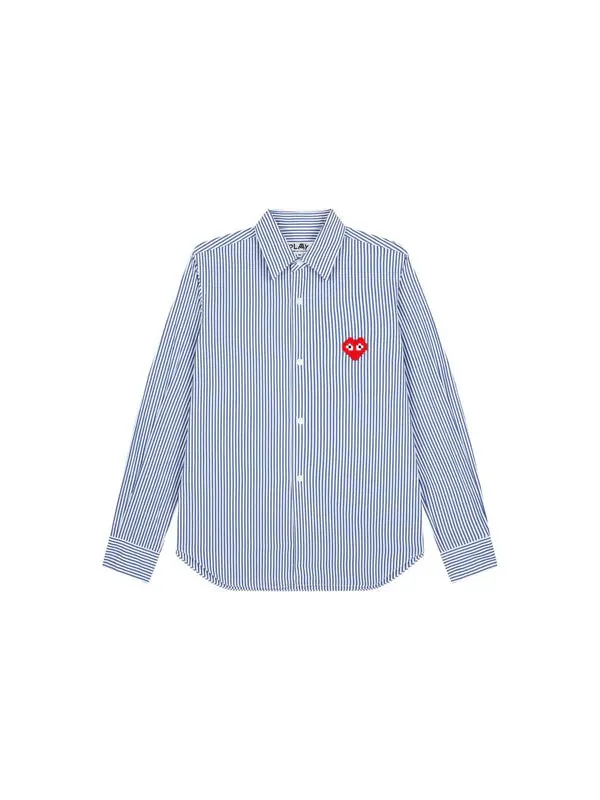 Рубашка striped shirt red emblem 'blue' Comme Des Garcons Play — изображение 2 из 2, синий