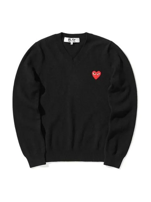 Свитер v-neck pullover red emblem 'black' Comme Des Garcons Play — изображение 1 из 4, черный