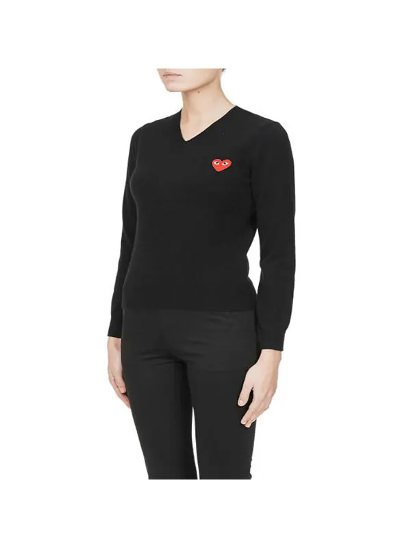 Свитер v-neck pullover red emblem 'black' Comme Des Garcons Play — изображение 4 из 4, черный