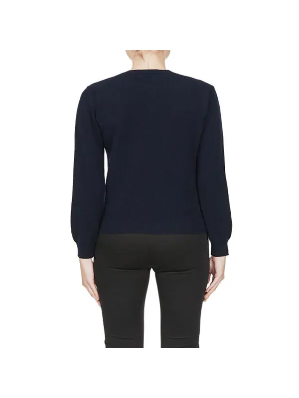 Свитер v-neck l/s t-shirt red emblem 'navy' Comme Des Garcons Play — изображение 3 из 4, темно-синий