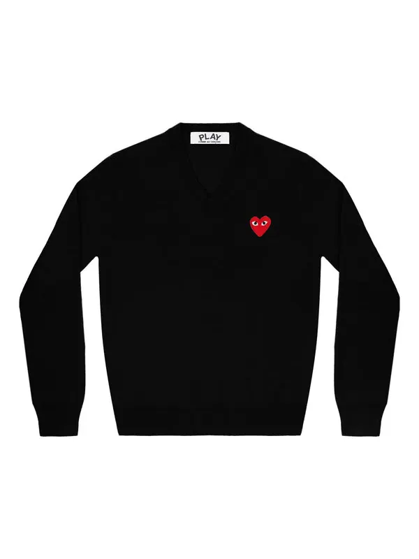 Свитер v-neck pullover red emblem 'black' Comme Des Garcons Play — изображение 1 из 3, черный