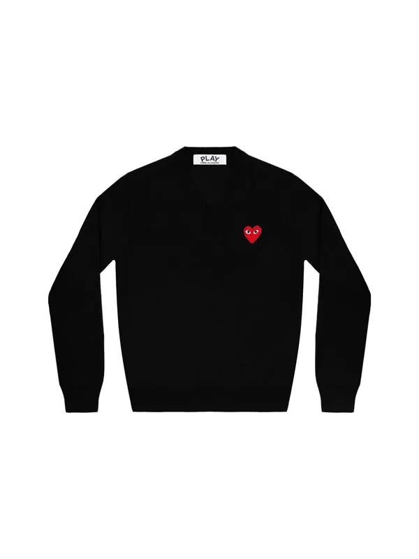 Свитер v-neck pullover red emblem 'black' Comme Des Garcons Play — изображение 2 из 3, черный