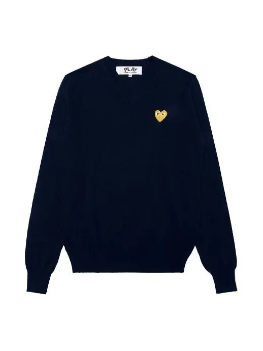 Свитер v-neck pullover gold emblem 'black' Comme Des Garcons Play — изображение 1 из 4, черный