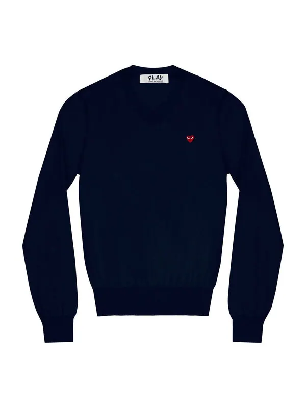Свитер l/s basic t-shirt small red emblem 'navy' Comme Des Garcons Play — изображение 1 из 1, темно-синий