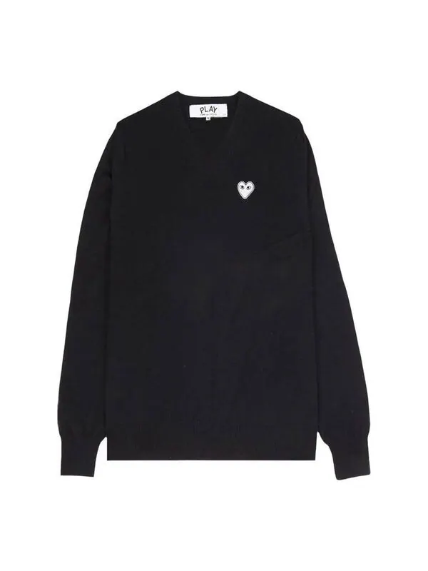 Свитер v-neck pullover white emblem 'black' Comme Des Garcons Play — изображение 1 из 3, черный