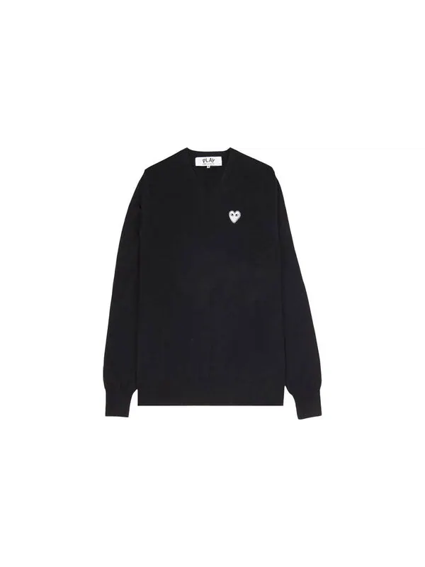 Свитер v-neck pullover white emblem 'black' Comme Des Garcons Play — изображение 2 из 3, черный