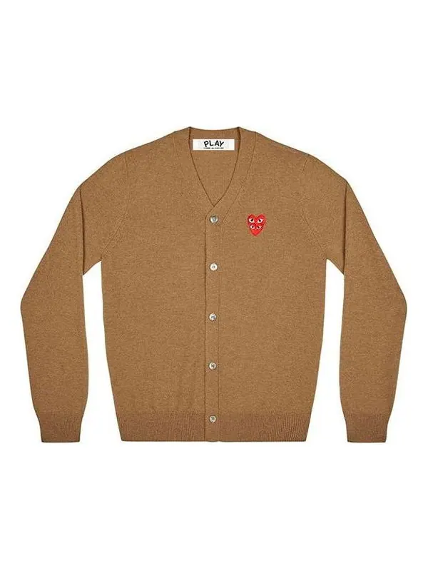Свитер cardigan red emblem 'brown' Comme Des Garcons Play — изображение 1 из 4, коричневый