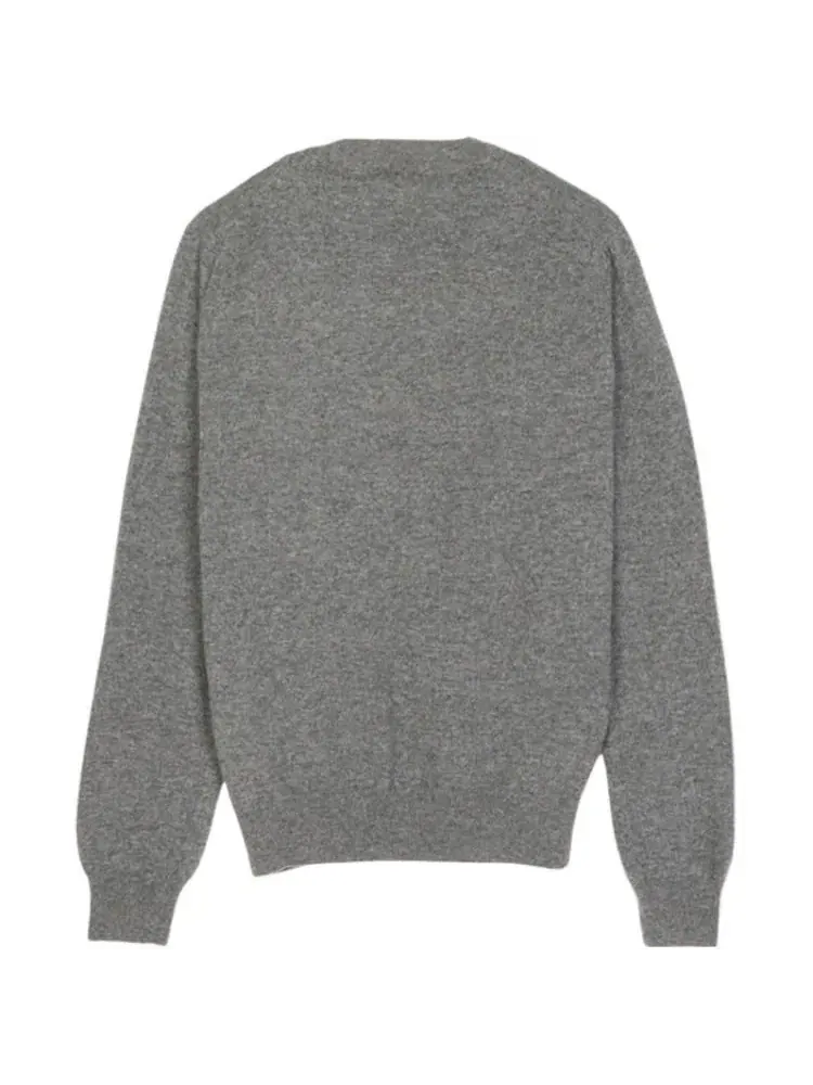 Кардиган COMME des GARCONS PLAY FW25 x Invader Double Pixel Heart Knitwear 'Grey' AZ-N086-051-3 — изображение 2 из 4, серый