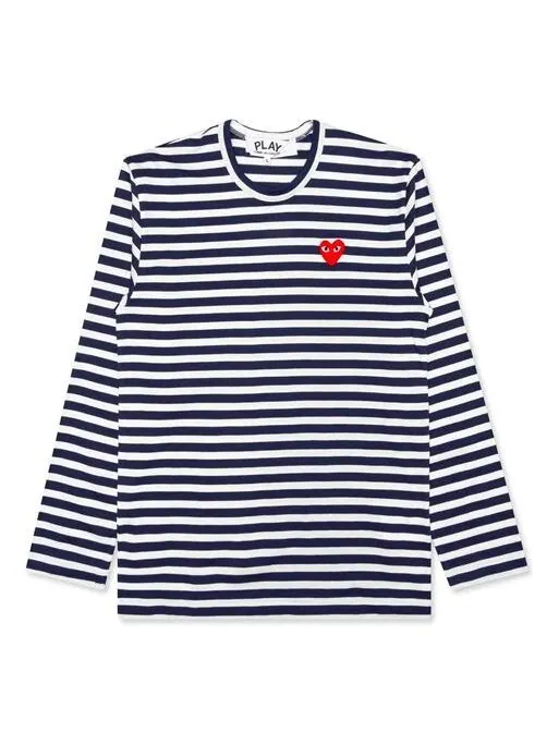 Футболка stripe long sleeves tee 'navy blue white' Comme Des Garcons Play — изображение 1 из 4, темно-синий