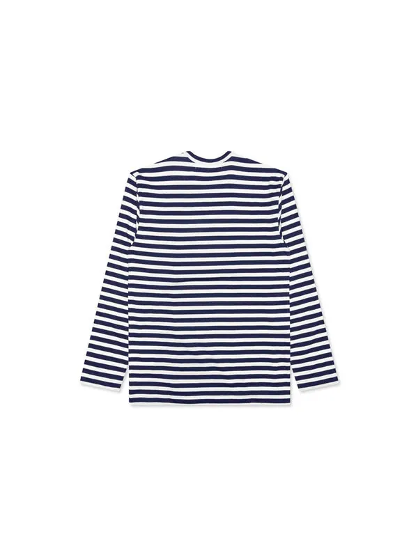 Футболка stripe long sleeves tee 'navy blue white' Comme Des Garcons Play — изображение 2 из 4, темно-синий