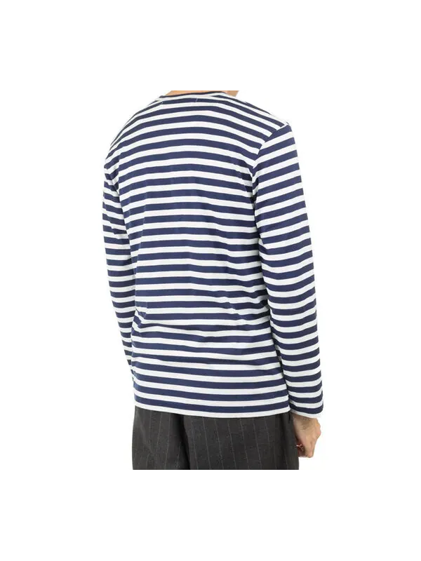 Футболка stripe long sleeves tee 'navy blue white' Comme Des Garcons Play — изображение 4 из 4, темно-синий