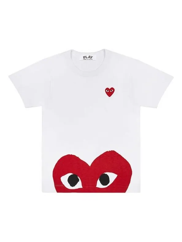 Футболка half heart logo tee 'white red' Comme Des Garcons Play — изображение 1 из 4, белый