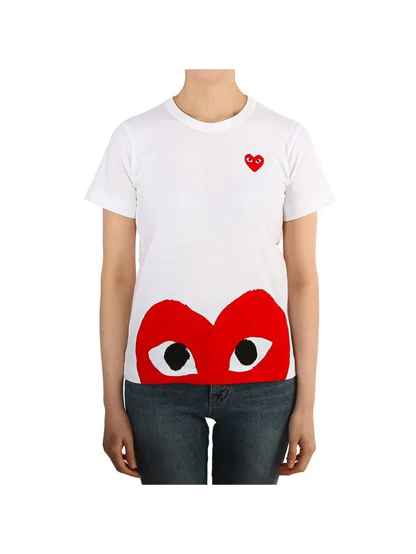 Футболка half heart logo tee 'white red' Comme Des Garcons Play — изображение 3 из 4, белый