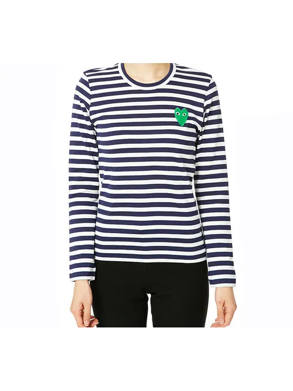 Футболка stripe long sleeves tee 'blue white green' Comme Des Garcons Play — изображение 3 из 4, мульти