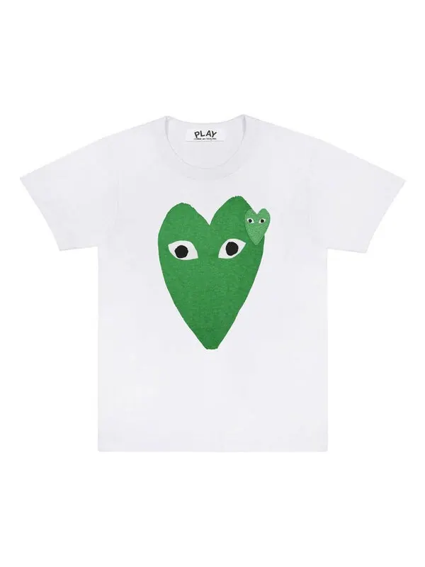 Футболка long hearts tee 'white green' Comme Des Garcons Play — изображение 1 из 4, белый