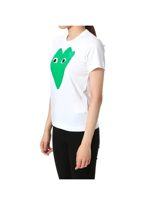 Футболка long hearts tee 'white green' Comme Des Garcons Play — изображение 4 из 4, белый
