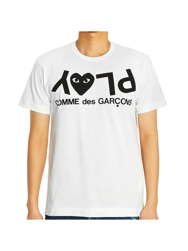 Футболка inverted text t-shirt 'white' Comme Des Garcons Play — изображение 3 из 4, белый