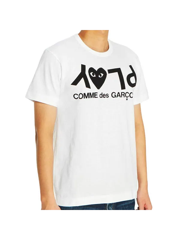 Футболка inverted text t-shirt 'white' Comme Des Garcons Play — изображение 4 из 4, белый