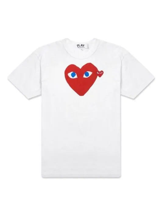 Футболка blue eyes red heart t-shirt 'white' Comme Des Garcons Play — изображение 1 из 2, белый