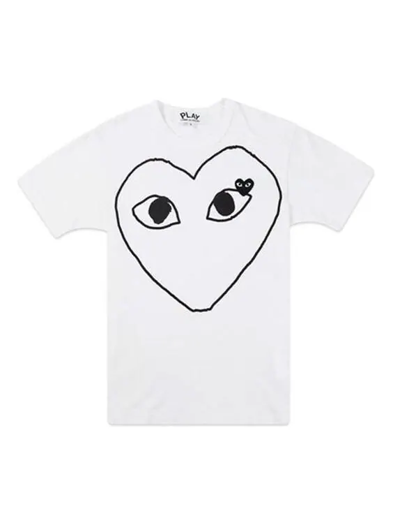 Футболка outline heart t-shirt 'white' Comme Des Garcons Play — изображение 1 из 2, белый