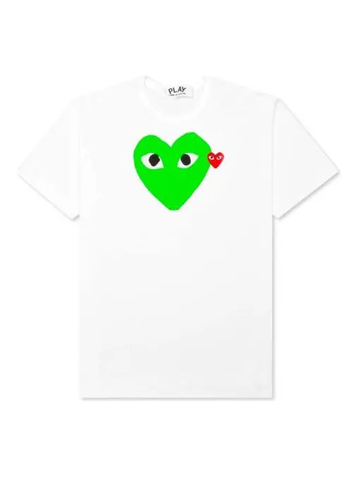 Футболка red emblem heart t-shirt 'white/green' Comme Des Garcons Play — изображение 1 из 2, белый/зеленый
