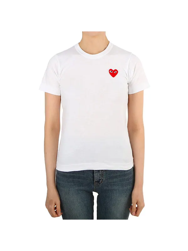 Футболка cdg play chest logo tee 'white red' Comme Des Garcons Play — изображение 2 из 4, белый