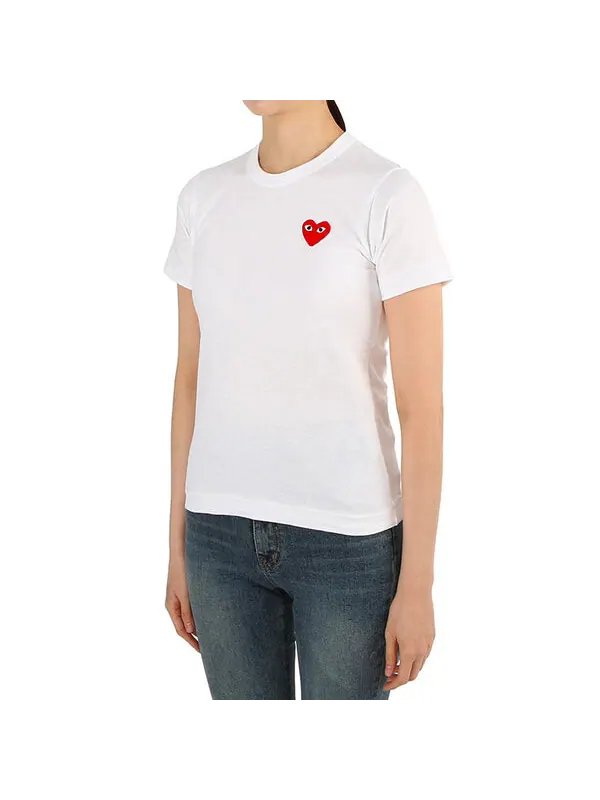 Футболка cdg play chest logo tee 'white red' Comme Des Garcons Play — изображение 4 из 4, белый
