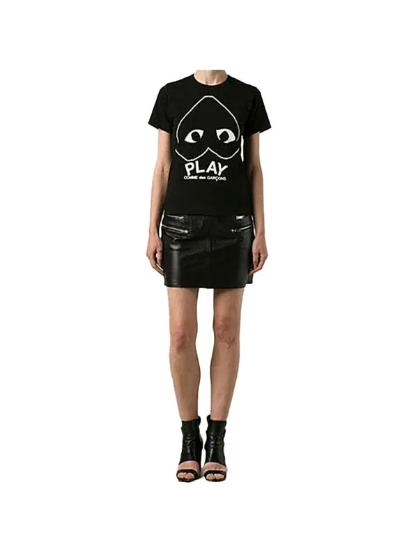 Футболка inverted heart logo t-shirt 'black' Comme Des Garcons Play — изображение 2 из 4, черный